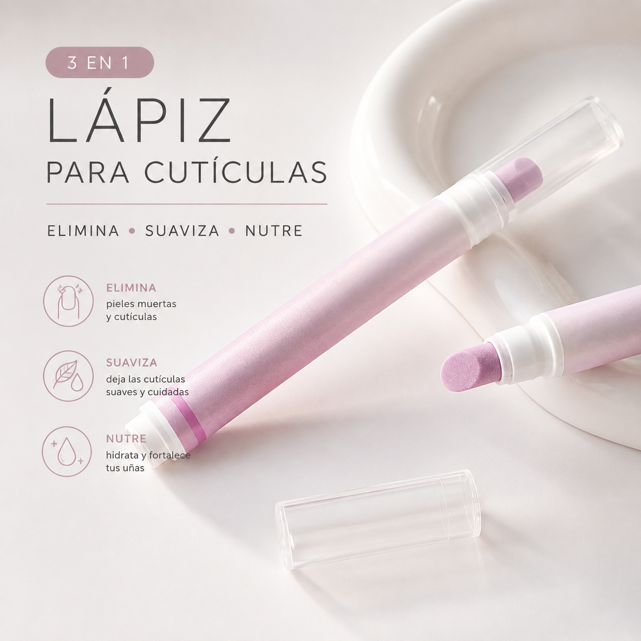 TRATAMIENTO 3 EN 1 PARA CUTÍCULAS - Elimina · Suaviza · Nutre